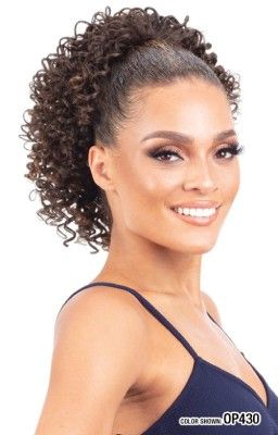 Miss Divine Passion Curl Human Hair Blend Drawstring Ponytail Weave Model Model