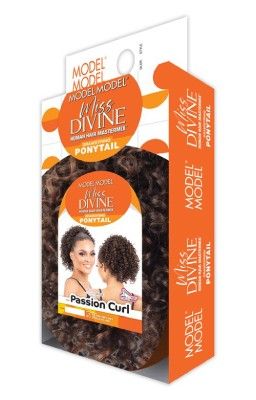 Miss Divine Passion Curl Human Hair Blend Drawstring Ponytail Weave Model Model