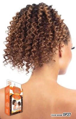 Miss Divine Wand Curl Human Hair Blend Drawstring Ponytail Weave Model Model