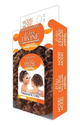Miss Divine Wand Curl Human Hair Blend Drawstring Ponytail Weave Model Model