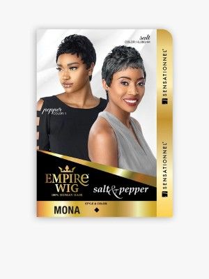 Mona 100 Human Hair Full Wig Salt n Pepper Sensationnel