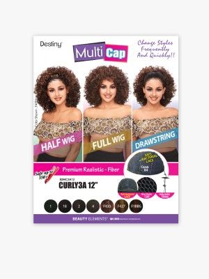 Curly 3A 12 Inch Destiny Premium Realistic Fiber MultiCap Wig - Beauty Elements