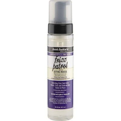 Frizz Patrol - Setting Mousse -  Grapeseed Style & Shine by Aunt Jackie's Curls & Coils, 8.5 oz, Aunt Jackie's Grapeseed Frizz Patrol Setting Mousse, Aunt Jackie's Grapeseed Frizz Patrol Anti-Poof Twist & Curl Mousse, Frizz Patrol Setting Mousse, Grapesee