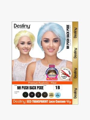 NH Push Back Pixie Destiny Premium Realistic Fiber HD Transparent Custom Lace Wig - Beauty Elements