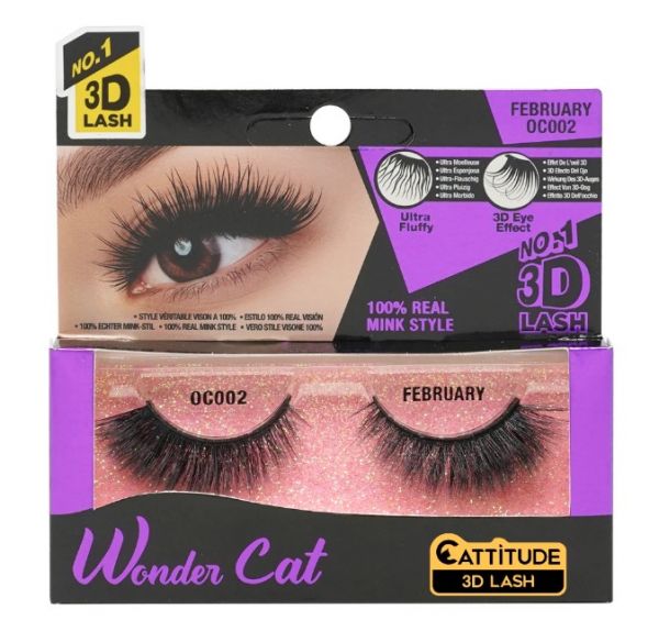 OC002 February Wonder Cat 3D Faux Mink Lash Ebin New York