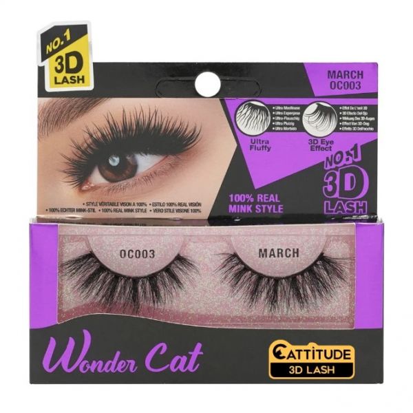 OC003 March Wonder Cat 3D Faux Mink Lash Ebin New York