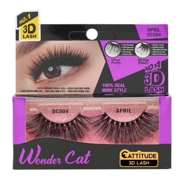 OC004 April Wonder Cat 3D Faux Mink Lash Ebin New York