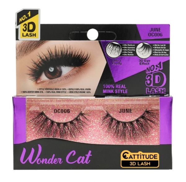 OC006 June Wonder Cat 3D Faux Mink Lash Ebin New York