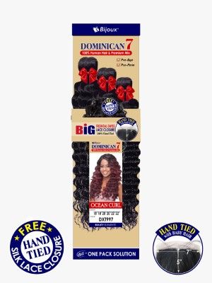 Ocean Curl Dominican7 100% Human Hair Handtied Frontal Lace Closure Hair Bundle - Beauty Elements