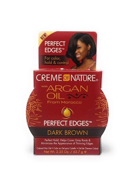 Perfect Edges (Dark Brown) Edge Control Argan Oil Hair Gel , 2.25 oz, Creme Of Nature Argan Oil Hair Gel Perfect Edges (Dark Brown), Perfect Edges, Hair Gel, Extra Hold Gel, Best price, flat shipping, authentic, OneBeautyWorld.com