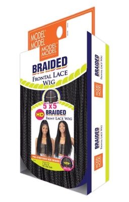 Pre Stretched Box Braid 5x5 HD Braided Lace Frontal Wig Model Model