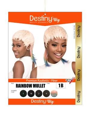 Rainbow Mullet Premium Realistic Fiber Destiny Full Wig Beauty Elements