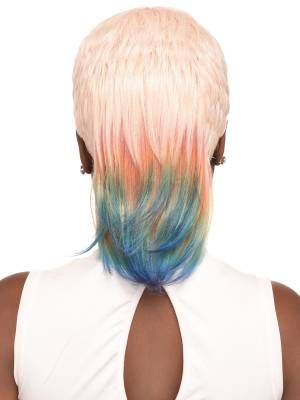 Rainbow Mullet Premium Realistic Fiber Destiny Full Wig Beauty Elements
