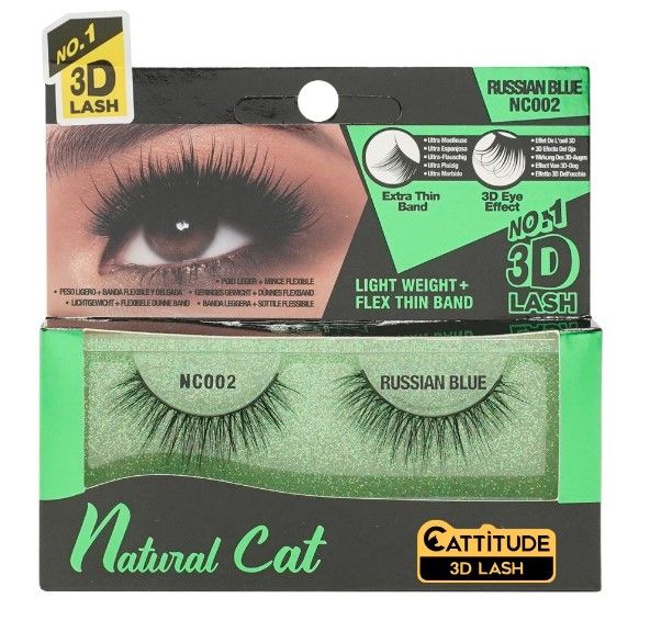 NC002 RUSSIAN BLUE Natural Cat Eye 3D Lash Ebin New York