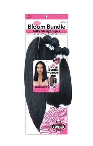 SILKY STRAIGHT 5PCS + Lace Closure Synthetic Bloom Bundle Weave By Mayde Beauty