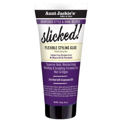 Aunt Jackie glue, Aunt Jackie's slicked, hair glue, great hold, grapeseed style, curls & Coils, onebeautyworld.com,nautral curls, natural coils, Aunt Jackie's Grapeseed Style & Shine Slicked, Aunt Jackies Curls & Coils Grapeseed Style Slicked Flexible, Au