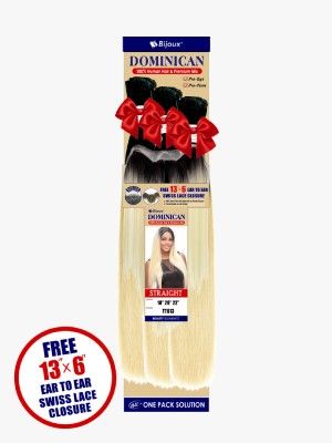 Straight HH Dominican 100% Human Hair With 13x6 Ear To Ear Swiss Lace Closure Hair Bundle - Beauty Elements