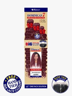 Super Kinky Dominican7 100% Human Hair Handtied Frontal Lace Closure Hair Bundle - Beauty Elements