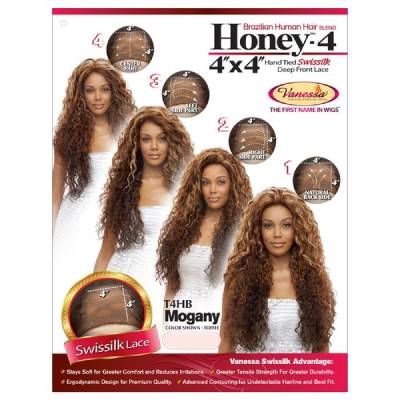 T4HB Mogany Human Hair Blend Swissilk Lace Front Wig By Vanessa