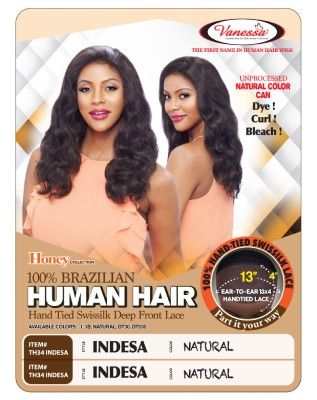 TH34 Indesa 100 Brazilain Human Hair 13X4 Lace Front Wig By Honey - Vanessa