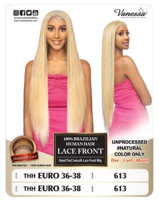 THH Euro 36-38 100 Brazilian Human Hair Lace Front Wig By Vanessa