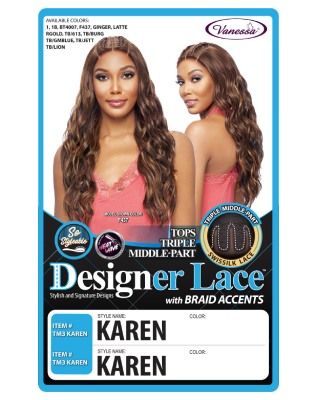 TM3 Karen Triple Middle Part Designer Lace Front Wig By Vanessa