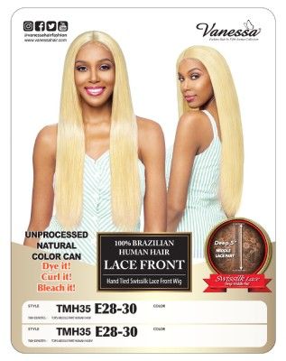 TMH35 E28-30 100 Brazilian Human Hair Lace Front Wig By Vanessa