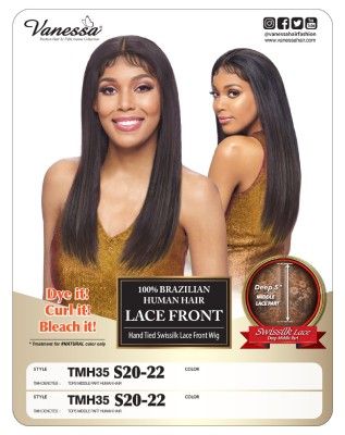 TMH35 S20-22 100 Brazilian Human Hair Lace Front Wig By Vanessa