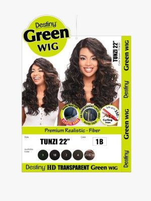 Tunzi 22 Inch Destiny Premium Realistic Fiber HD Transparent Green Lace Front Wig - Beauty Elements