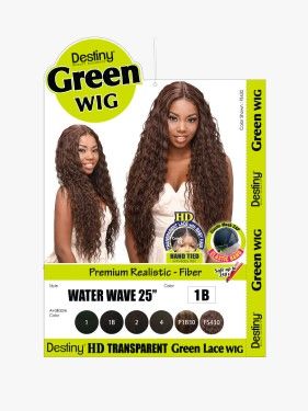 Water Wave 25 Inch Destiny Premium Realistic HD Transparent Green Lace Wig - Beauty Elements