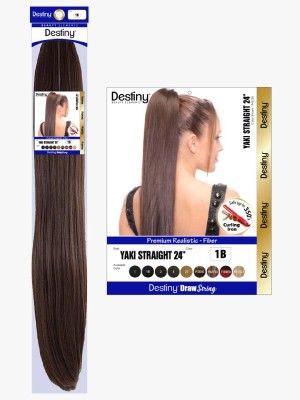 Yaki Straight 24 Inch Premium Realistic Fiber Drawstring Hair Bun - Beauty Elements
