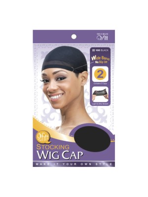 Qfitt Wide Band Stocking Wig Cap #100-Black 1DZ